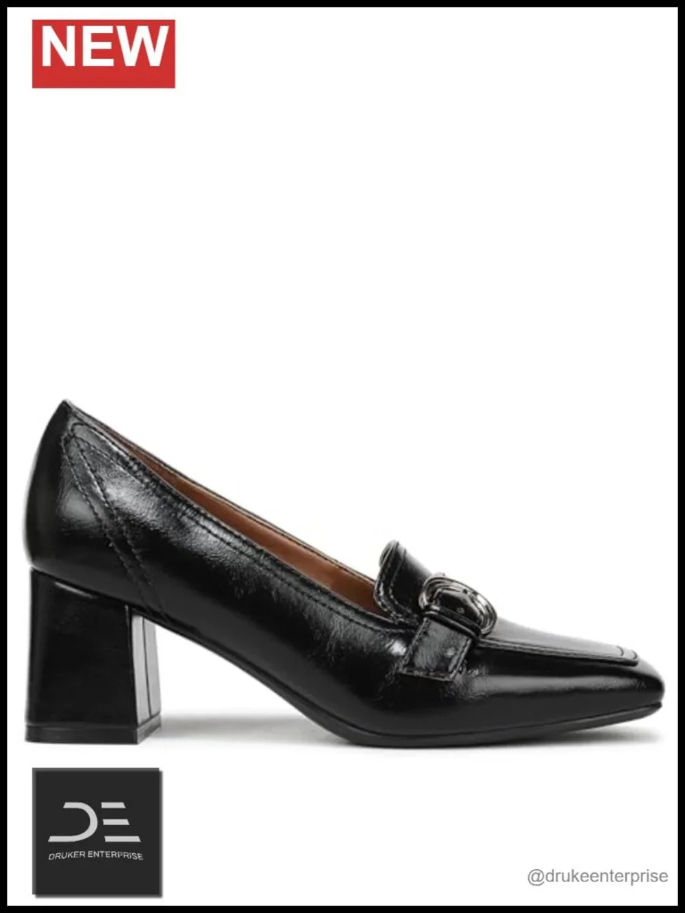 Faux Leather Loafer Pumps with Square Toe and Block Heel
